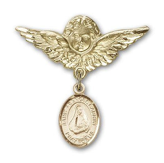14kt Gold Filled Large Angel w/Wings St. Frances Cabrini Baby Badge - Engravable
