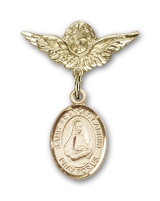 14kt Gold Filled Small Angel w/Wings St. Frances Cabrini Baby Badge - Engravable