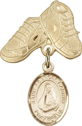14kt Gold Filled Baby Boots St. Frances Cabrini Baby Badge - Engravable