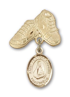 14kt Gold Baby Boots St. Frances Cabrini Baby Badge - Engravable