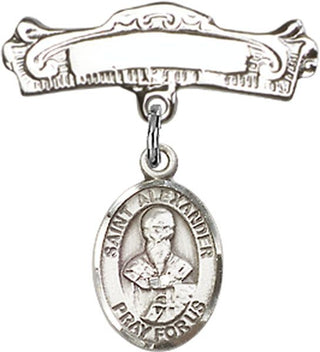 Sterling Silver Badge Pin St. Alexander Constantinople Baby Badge - Engravable