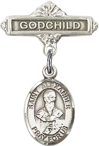 Sterling Silver Godchild St. Alexander Constantinople Baby Badge - Engravable