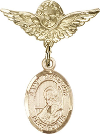 14kt Gold Filled Small Angel w/Wings St. Benjamin Baby Badge - Engravable