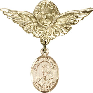 14kt Gold Large Angel w/Wings St. Benjamin Baby Badge - Engravable