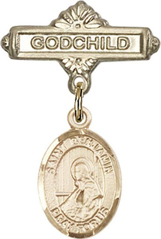 14kt Gold Godchild St. Benjamin Baby Badge - Engravable