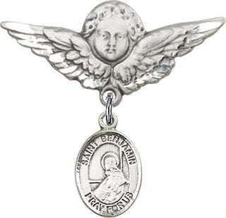 Sterling Silver Large Angel w/Wings St. Benjamin Baby Badge - Engravable