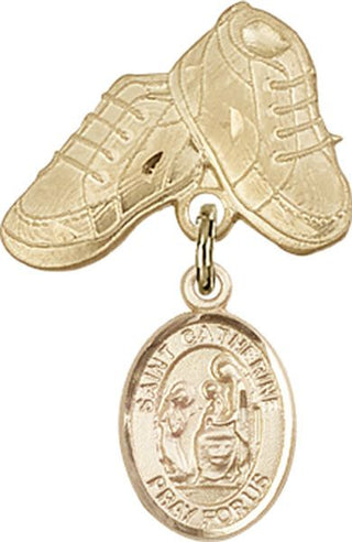 14kt Gold Filled Baby Boots St. Catherine of Siena Baby Badge - Engravable