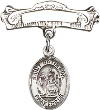 Sterling Silver Badge Pin St. Catherine of Siena Baby Badge - Engravable