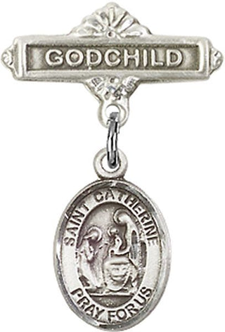 Sterling Silver Godchild St. Catherine of Siena Baby Badge - Engravable