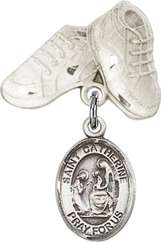 Sterling Silver Baby Boots St. Catherine of Siena Baby Badge - Engravable