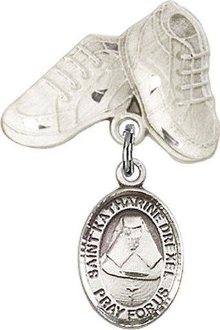 Sterling Silver Baby Boots St. Katharine Drexel Baby Badge - Engravable