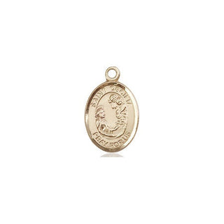 14kt Gold Saint Cecilia Medal Engraved Catholic Saint Jewelry