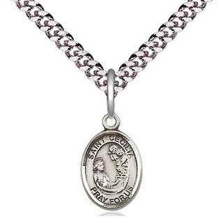 Pewter Saint Cecilia Medal Religious and Catholic Jewelry Engraved Catholic Saint Jewelry