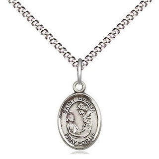 Pewter Saint Cecilia Medal Religious and Catholic Jewelry Engraved Catholic Saint Jewelry