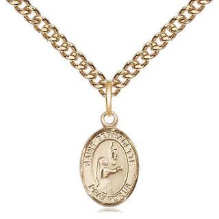 14kt Gold Saint Bernadette Medal Engraved Catholic Saint Jewelry