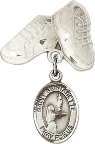 Sterling Silver Baby Boots St. Bernadette Baby Badge - Engravable
