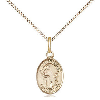 14kt Gold Saint Brendan the Navigator Medal Engraved Catholic Saint Jewelry