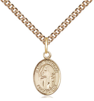 14kt Gold Saint Brendan the Navigator Medal Engraved Catholic Saint Jewelry