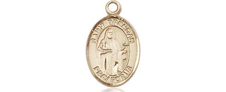 14kt Gold Saint Brendan the Navigator Medal Engraved Catholic Saint Jewelry