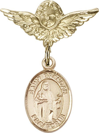 14kt Gold Filled Small Angel w/Wings St. Brendan the Navigator Baby Badge - Engravable
