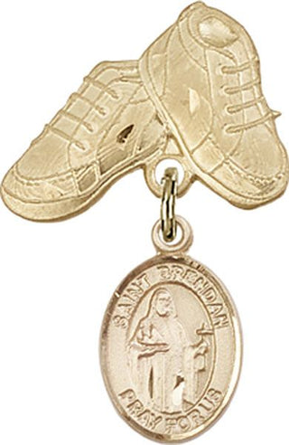 14kt Gold Filled Baby Boots St. Brendan the Navigator Baby Badge - Engravable