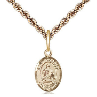 14kt Gold Saint Charles Borromeo Medal Engraved Catholic Saint Jewelry