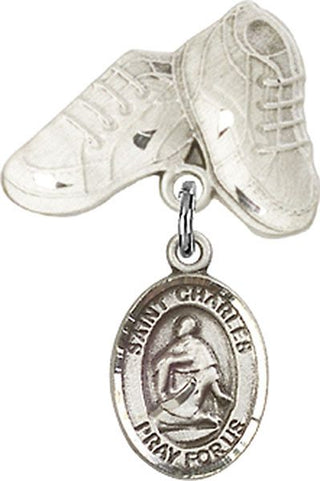 Sterling Silver Baby Boots St. Charles Borromeo Baby Badge - Engravable