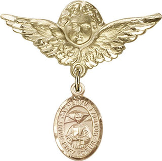 14kt Gold Filled Large Angel w/Wings St. Catherine Laboure Baby Badge - Engravable