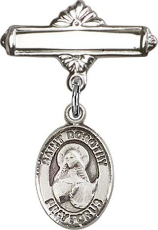 Sterling Silver Polished Badge Pin St. Dorothy Baby Badge - Engravable