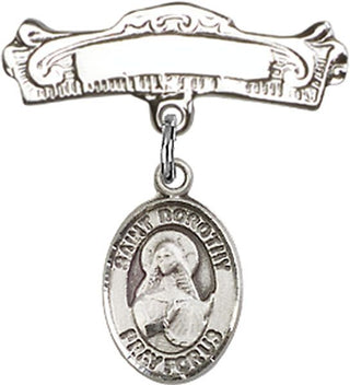 Sterling Silver Badge Pin St. Dorothy Baby Badge - Engravable