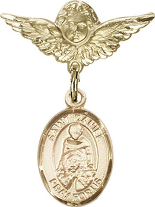 14kt Gold Filled Small Angel w/Wings St. Daniel Baby Badge - Engravable
