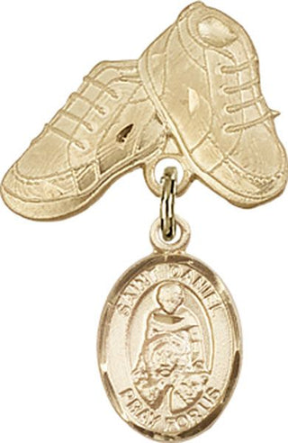14kt Gold Baby Boots St. Daniel Baby Badge - Engravable