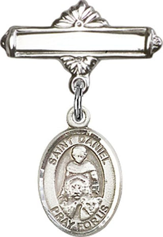 Sterling Silver Polished Badge Pin St. Daniel Baby Badge - Engravable