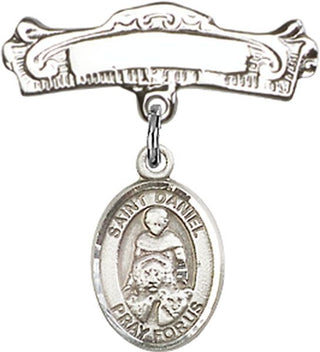 Sterling Silver Badge Pin St. Daniel Baby Badge - Engravable