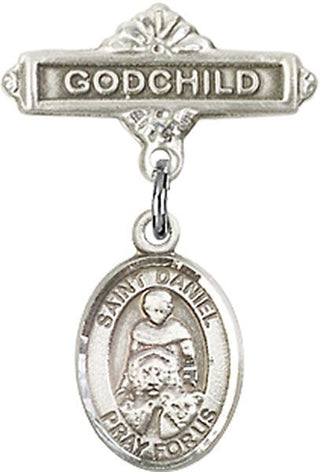 Sterling Silver Godchild St. Daniel Baby Badge - Engravable