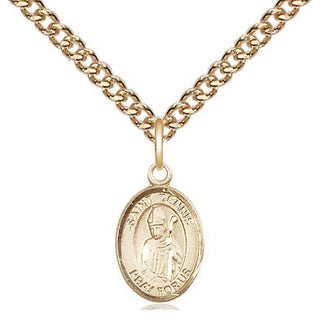 14kt Gold Saint Dennis Medal Engraved Catholic Saint Jewelry