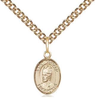 14kt Gold Saint Edward the Confessor Medal Engraved Catholic Saint Jewelry