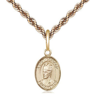 14kt Gold Saint Edward the Confessor Medal Engraved Catholic Saint Jewelry