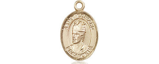 14kt Gold Saint Edward the Confessor Medal Engraved Catholic Saint Jewelry