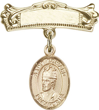 14kt Gold Filled Badge Pin St. Edward the Confessor Baby Badge - Engravable