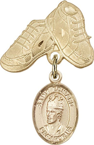 14kt Gold Baby Boots St. Edward the Confessor Baby Badge - Engravable