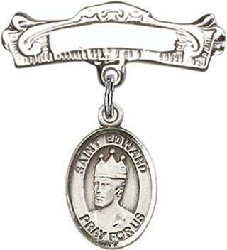 Sterling Silver Badge Pin St. Edward the Confessor Baby Badge - Engravable