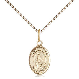 14kt Gold Saint David of Wales Medal Engraved Catholic Saint Jewelry