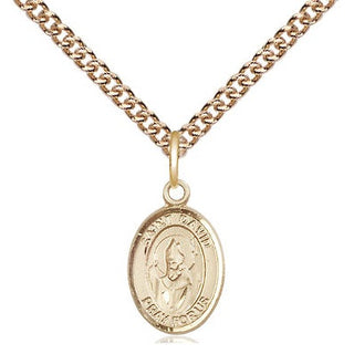 14kt Gold Saint David of Wales Medal Engraved Catholic Saint Jewelry
