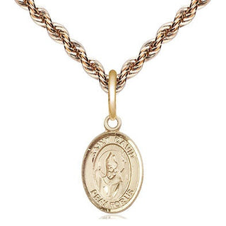 14kt Gold Saint David of Wales Medal Engraved Catholic Saint Jewelry