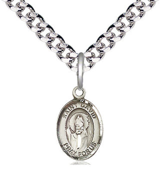 Pewter Saint David of Wales Medal Religious and Catholic Jewelry Engraved Catholic Saint Jewelry