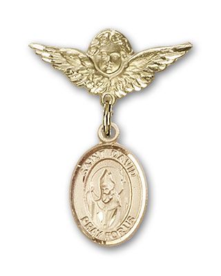 14kt Gold Filled Small Angel w/Wings St. David of Wales Baby Badge - Engravable