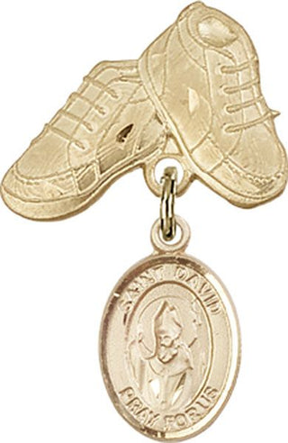 14kt Gold Filled Baby Boots St. David of Wales Baby Badge - Engravable