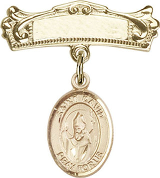 14kt Gold Badge Pin St. David of Wales Baby Badge - Engravable