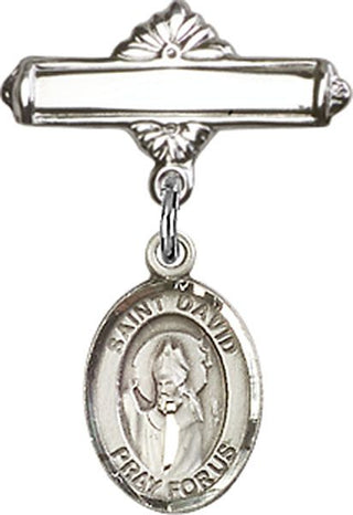 Sterling Silver Polished Badge Pin St. David of Wales Baby Badge - Engravable